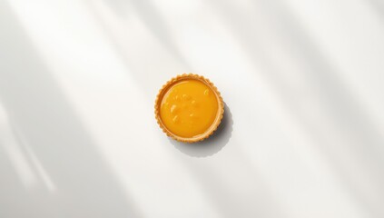 Egg tart with golden crust and smooth custard filling, designed for dessert menu visuals