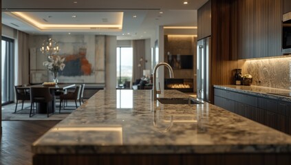 Naklejka premium Brightly lit contemporary residential spaces showcasing innovative design elements and decor, ideal for UI backgrounds