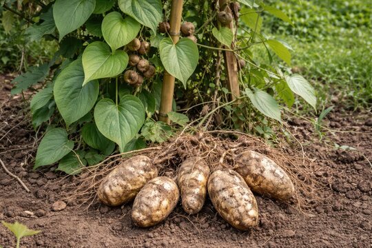 Crop plant from yam family with edible tubers that carry risks