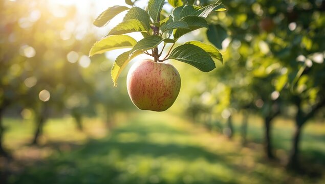 Sugar apple attached to a branch, showing fruit cultivation and ripening stages