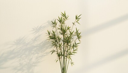 Decorative bamboo near a vibrant wall, serving as a natural element in interior decor, emphasizing sustainability awareness