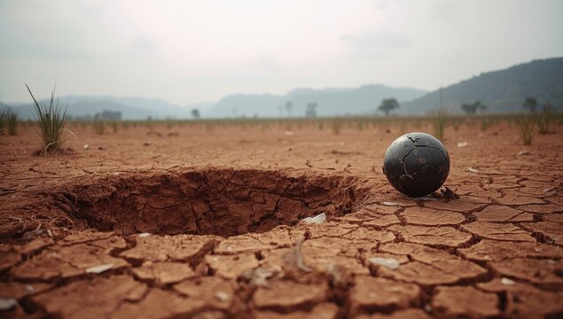Cratered terrain in Xieng Khouang Province, Laos, resulting from past cluster bomb explosions, land remediation activities, International Day for Mine Awareness and Assistance
