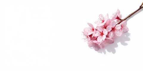 Obraz premium White background featuring isolated Sakura flowers, seasonal floral preservation