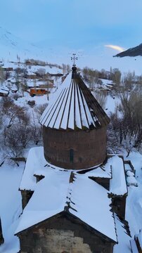 Yeghipatrush Church, Surb Astvatsatsin Church taken with drone in winte