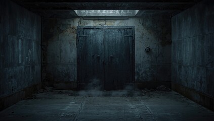 Obraz premium Heavy-duty armored door designed for bunker entry, focusing on security features and structural integrity