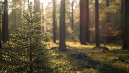 Fototapeta premium Pine tree landscapes in European regions vulnerable to exploitation and deforestation during clear weather, conservation focus