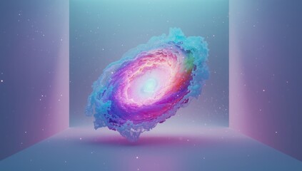 Colorful nebula and star loop with 3D galaxy rendering, suitable for digital art or astronomy presentations