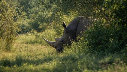 Rhinoceros in dry landscape with rough skin surface, highlighting wildlife preservation efforts