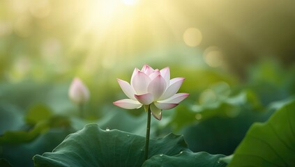 Obraz premium Indian lotus blossom with broad petals, ideal for botanical illustration or herbal product packaging