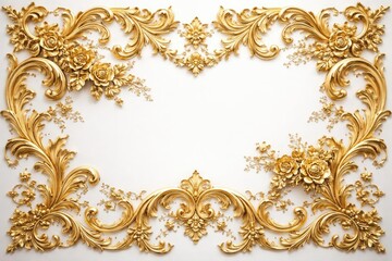 White surface adorned with detailed gold baroque floral patterns