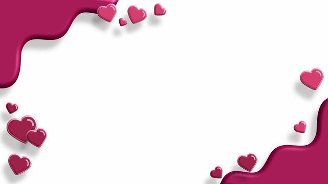 White card with magenta liquid borders and pink heart accents