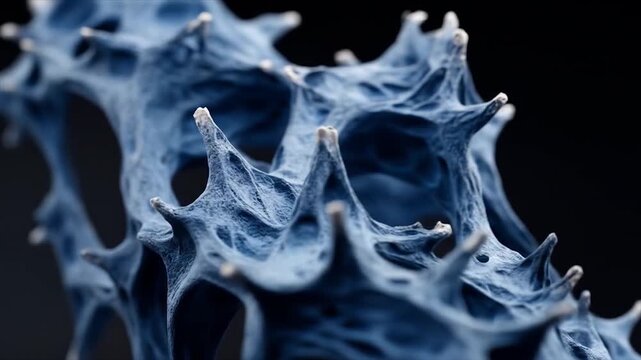 Abstract blue three dimensional network structure against dark background