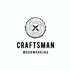 vintage retro wood and wood tools logo template.Logo design for carpenter ,old badge,furniture.