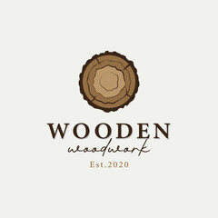 vintage retro wood and wood tools logo template.Logo design for carpenter ,old badge,furniture.