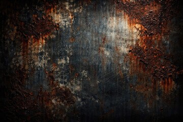 Fototapeta premium Distressed metal texture with rust patches and worn paint for industrial background settings
