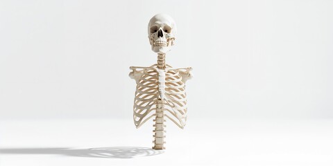 Rib cage of a skeleton, illustrating human skeletal anatomy or health assessment