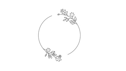 Minimalist Floral Circle Frame – Elegant Line Art Wreath © Brian