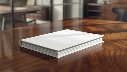 Blank book cover mockup placed on a table for editorial header background, focusing on visual simplicity