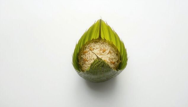 Lepet, a traditional Indonesian food, displayed on a plain white surface, highlighting cultural cuisine
