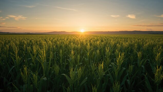 Sunrise over a vibrant green alfalfa field providing a natural backdrop for environmental studies