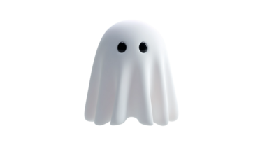 Cute ghost emoji character with gentle floating motion representing fun haunting and whimsical mood isolated on transparent background PNG