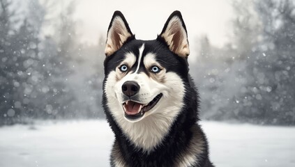 Winter scene with Siberian Husky, focusing on fur insulation and cold climate resilience