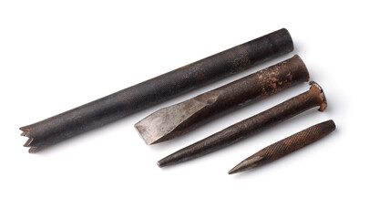 Various old chisels and punch tools