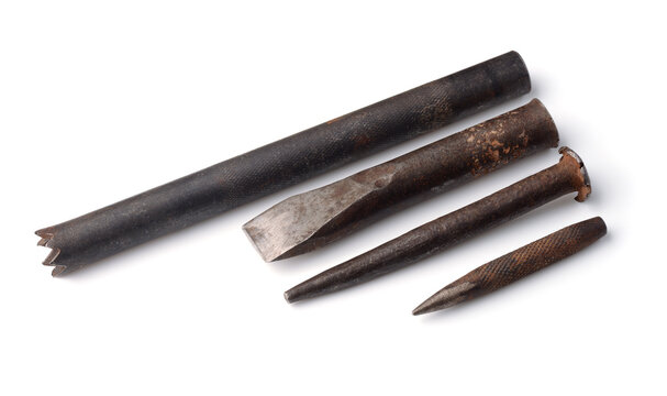 Various old chisels and punch tools