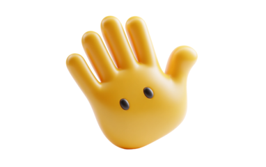 Hand waving emoji with soft motion blur effect showing greeting farewell and friendly gesture isolated on transparent background PNG