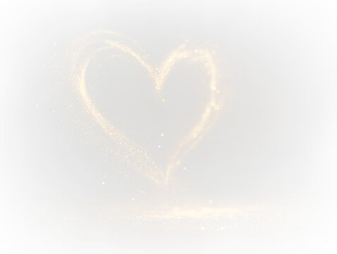 Swirling heart shape drawn with light particles on a transparent background that gives a sense of creativity and warmth
