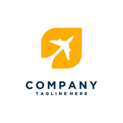 airplane logo design with aviation and travel