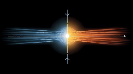 Conceptual artwork showcasing a dynamic contrast of energy with opposing colored streams