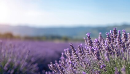 Fototapeta premium Lavandula, lavender flowers harvested for essential oil extraction, supporting sustainable farming