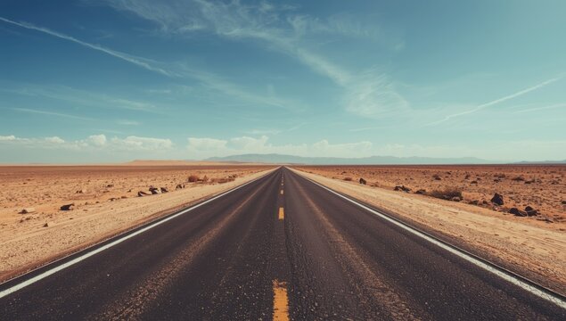 Desert road at dusk with clear sky, highlighting landscape preservation and travel planning