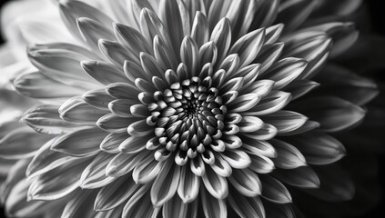 Monochrome flower image, focusing on petal details for UI backdrop use