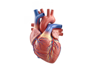 Detailed 3d medical illustration of a human heart isolated on transparent background