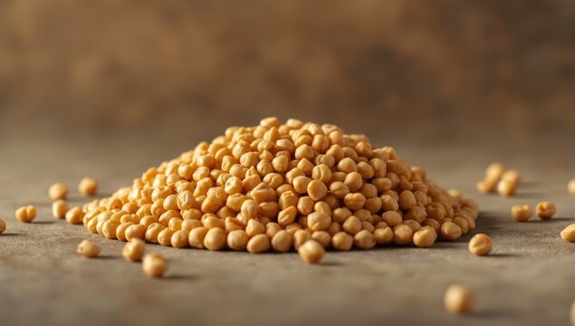 Closeup of raw chickpeas, a legume high in protein, for organic food selection
