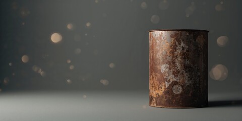 Industrial metal jar with textured exterior as background for CGI rendering, emphasizing surface detail, World Environment Day