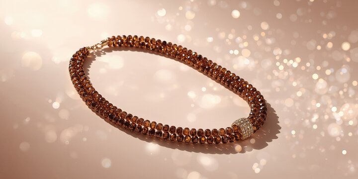 Jewelry featuring brown gemstones and a gold clasp, emphasizing design details