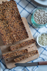 Sliced gluten free ​​bread on a board