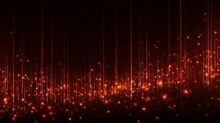 Abstract orange digital audio visualization. Vertical lines with bokeh effect. Dark background