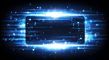Abstract futuristic blue background with glowing light streaks dynamic lines forming a modern digital frame. Ideal for technology, science, corporate presentations, websites, digital design projects