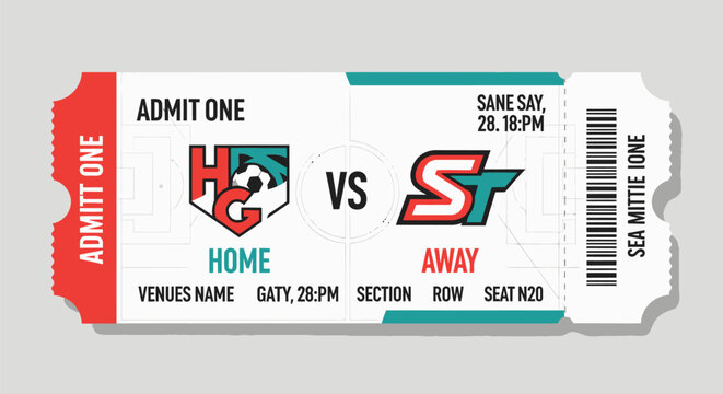 Sports Event Ticket with Team Logos.