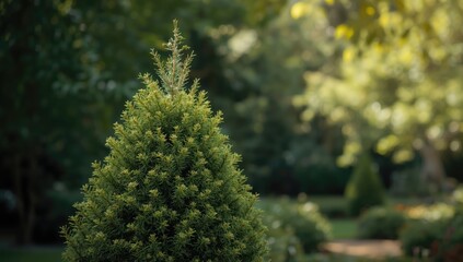 Clusters of green cone-shaped plants arranged for aesthetic landscaping, focusing on eco-friendly design
