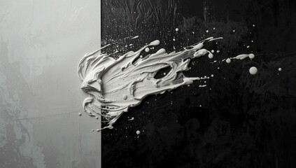 White paint applied to a black surface serving as an editorial header background for visual content