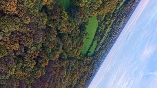 Dynamic spin pull-out reverse tracking with rotation over the For&ecirc;t de Concise, located in Saint-Berthevin, part of the Armorican Massif's eastern edge, near Laval in the Mayenne department, France.