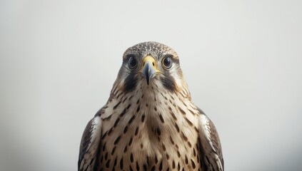 Fototapeta premium Detailed view of a falcons face highlighting predatory focus, ideal for nature photography backdrops