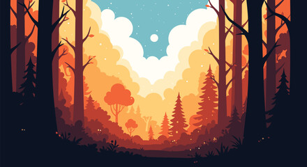 Obraz premium Sunlit Forest Clearing A Warm Embrace of Natures Beauty.