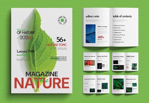 Natural Magazine Editorial Design Template