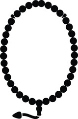 Obraz premium A simple black silhouette icon representing traditional tasbih or prayer beads.